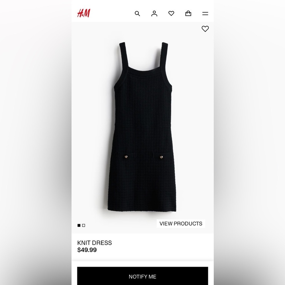 H&M Knit Dress VIRAL Black Large NWT Chanel Style